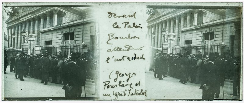 Devant le Palais Bourbon attendant l'introduction (Georges pourboire et un type d'interla — France-Paris Palais Bourbon -