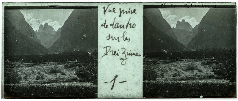 Vue prise du Landro sur les Drei Zinnen - 1 — Italie-Toblach lago di landro — 1902