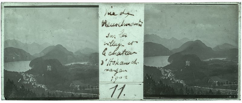 Vue de Neuschwanstein sur le village et le chateau d'Hohenschwangau 1902 - 11 — Allemagne-Chateau de Neuschwanstein — 1902