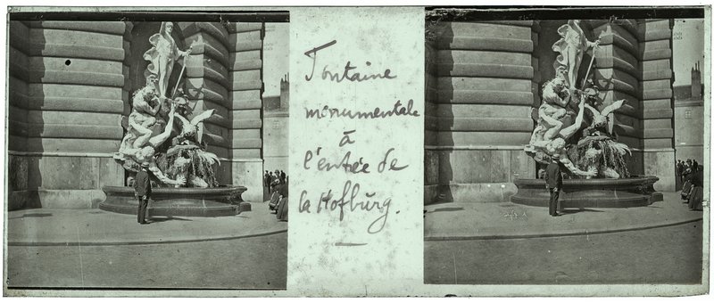 Fontaine monumentale à l'entrée de la Hofbürg — Autriche-Vienne palais Hofburg — 1902