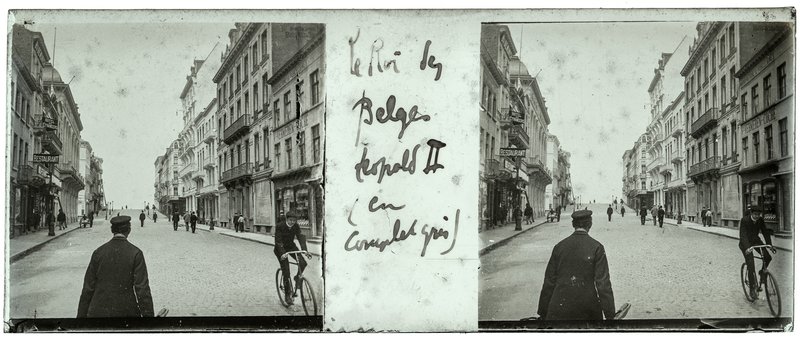 Le roi des Belges Léopold II (en complet gris) — Belgique -